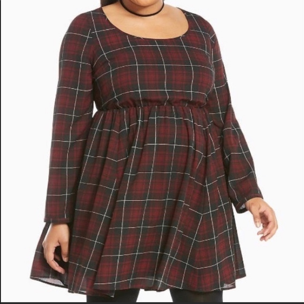 Torrid Red Plaid Cross Back Skater Dress Women’s Plus-1x